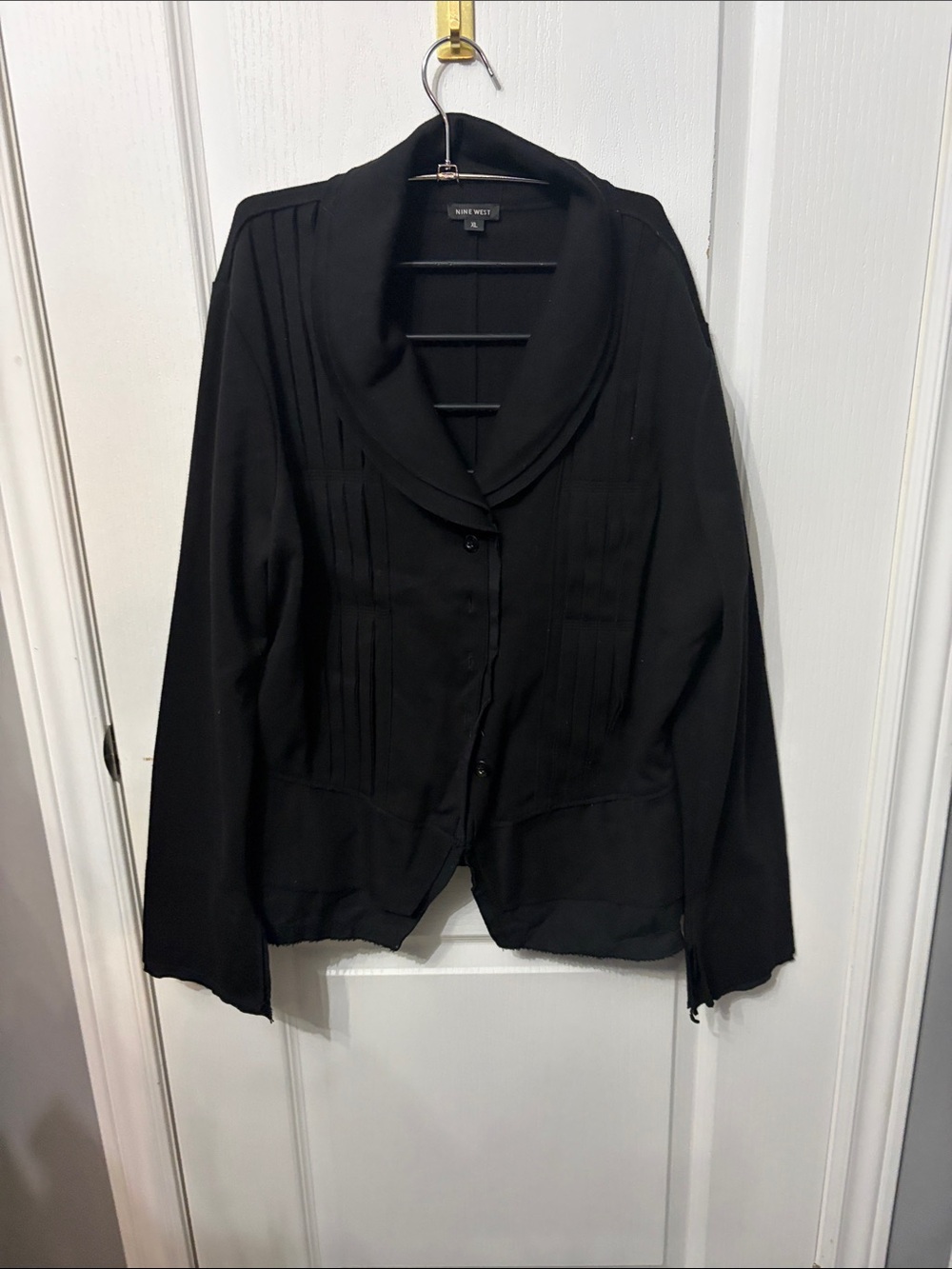 Nine West Black Shawl Collar Blazer with Pintuck Details